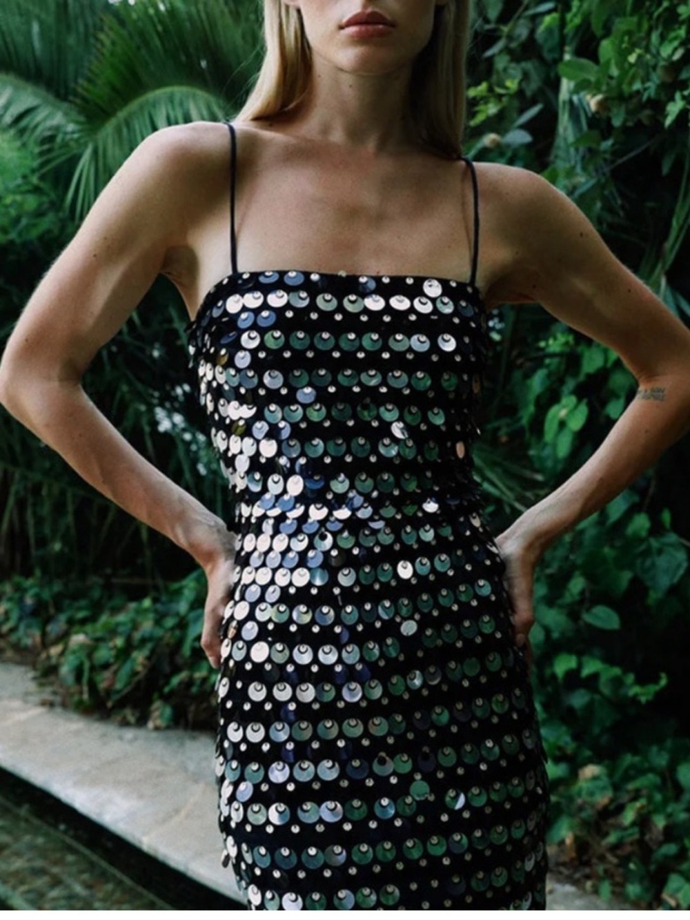 NEW ARRIVALS ILKYAZ OZEL phoenix long Dress in night rider Lily sequin